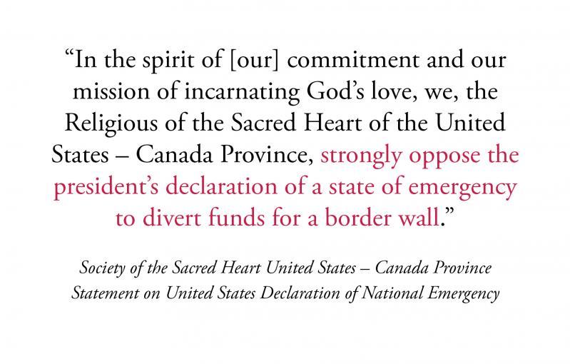 Society of the Sacred Heart United States-Canada Province Statement on United States Declaration of National Emergency