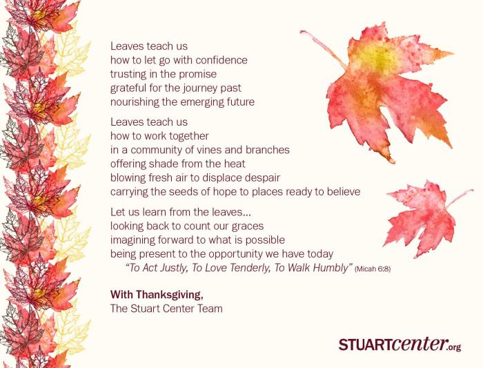 Poem with leaf illustrations.